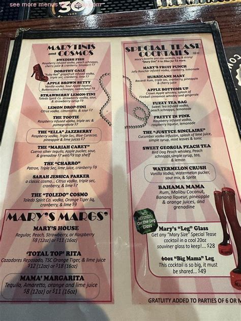 hamburger mary's toledo ohio menu